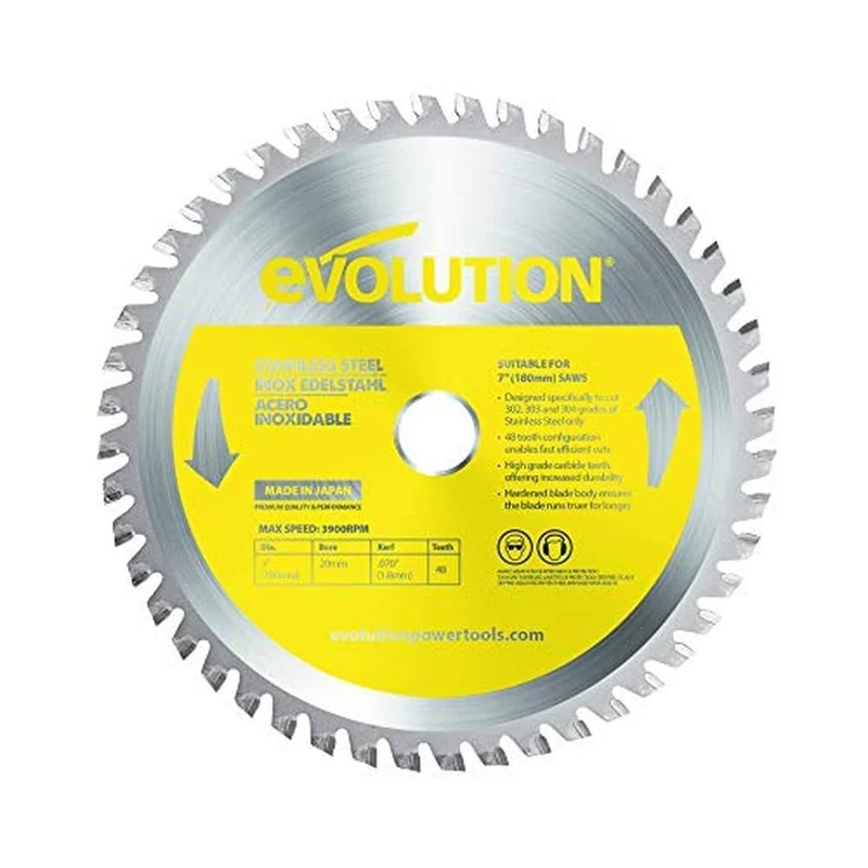 Evolution Power Tools EVOBLADESS Stainless Steel Carbide-Tipped Blade, 180 mm
