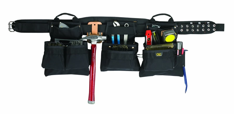 Custom Leathercraft 5605XL Professional Carpenter's Combo, Black, 18-Pocket 5 Piece, Extra Large