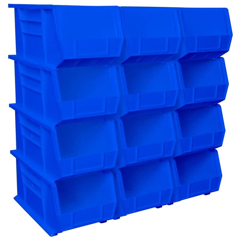 Akro-Mils 30240 AkroBins Plastic Storage Bins, Space-Saving Stackable Bins for Garage, Pantry, Craft Organization, 38.1 cm x 20.32 cm x 17.78 cm, Blue, 12-Pack