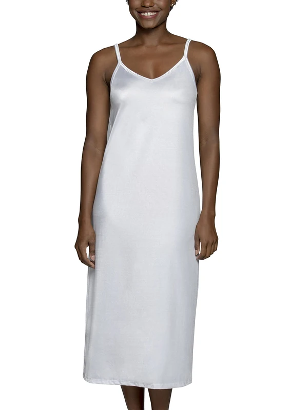 Vanity Fair Women's Anti-Static Nylon Full Slips for Under Dresses (S-5XL), Reversible - 32" - White, Medium