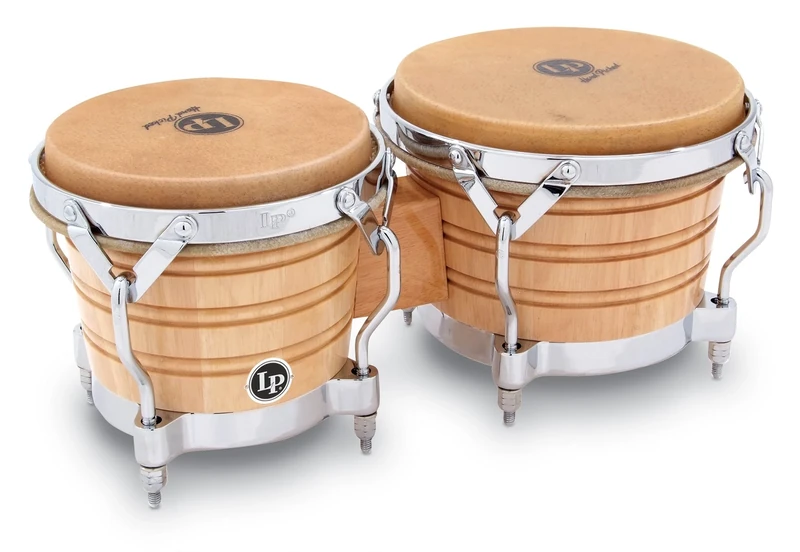 LP Latin Percussion Generation II Wood Bongo Natural Chrome Hardware LP201AX-2
