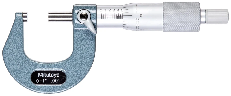 Mitutoyo 103-259 Outside Micrometer, Baked Enamel Finish, Ratchet Stop, 0-1" Range, 0-1" Range,