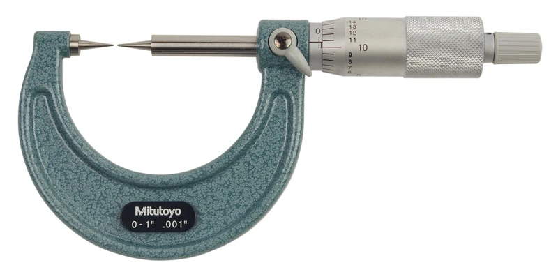 Mitutoyo 112-177 Series 112 Point Micrometre, 15 Degree, 0"-1" Range, 0.001" Graduation