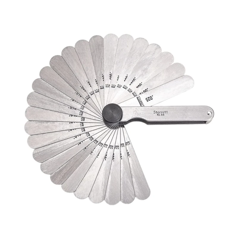 Starrett 66 Thickness Gage Set With Straight Leaves, 0.0015-0.025"Thickness, 3-1/32" Length, 26 Leaves