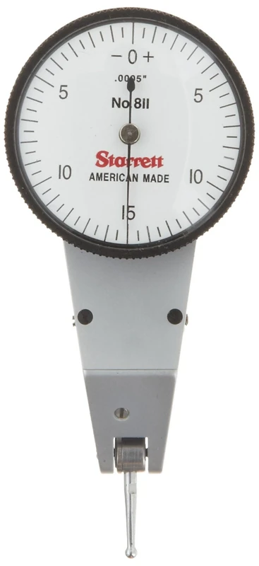 Starrett 811-5PZ Dial Test Indicator without Attachments, Swivel Head, White Dial, 0-15-0 Reading, 0-0.03" Range, 0.0005" Graduation