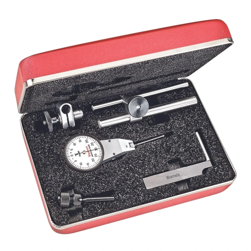 Starrett 811-1CZ Dial Test Indicator with Swivel Head with Attachments, White Dial, 0-30-0 Reading, 0-0.001" Range, 0.001" Graduation, +/-0.001" Accuracy