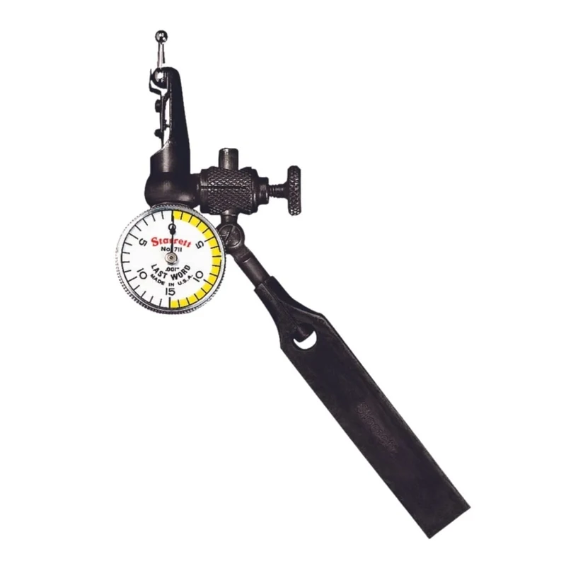 Starrett 711FSAZ Last Word Dial Test Indicator with Attachments, White Dial, 0-15-0 Reading, 0-0.03" Range, 0.001" Graduation, +/-0.001" Accuracy