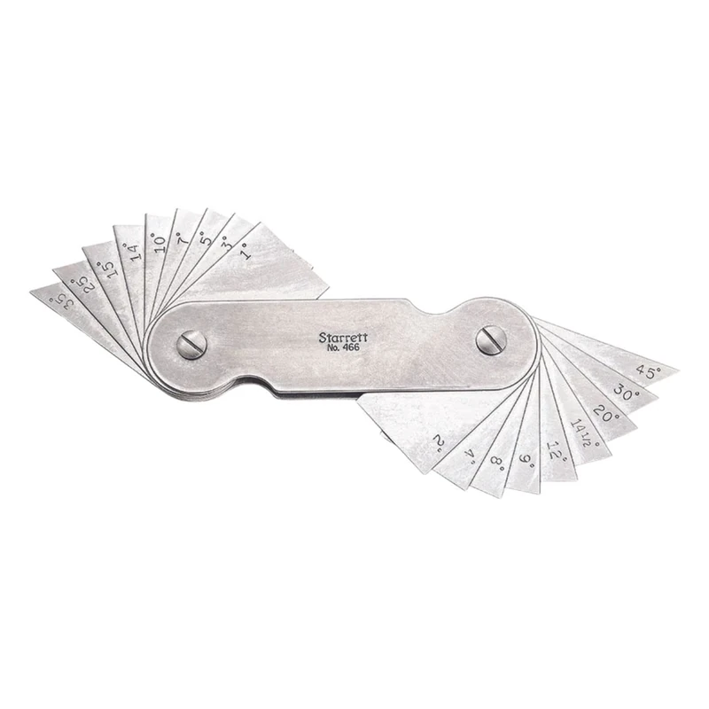 Starrett 466 Angle Gage, 1-45 Degree Range, 9/32" Thick, 1-1/16" Wide, 4-3/16" Long, 18 Leaves