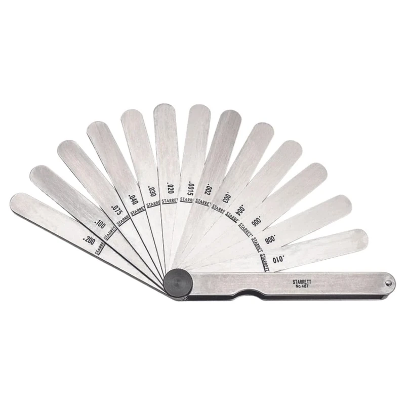 Starrett 467 Thickness Gage Set, 0.0015-0.2" Thickness, 4-1/2" Length, 13 Leaves, Alloy Steel