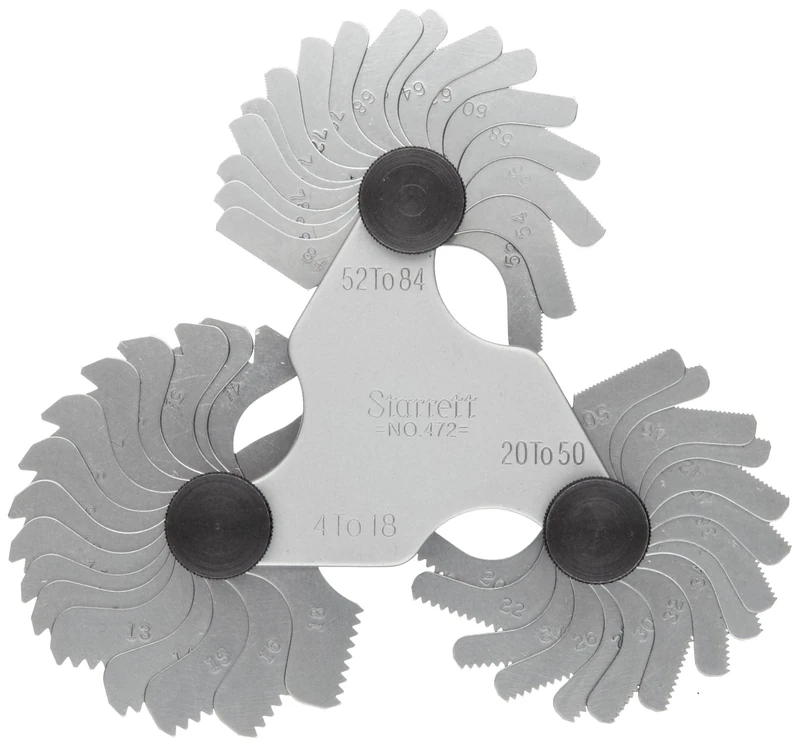 Starrett 473 Screw Pitch Gauge With Locking Device, 6-60 Threads Per Inch, 30 Leaves