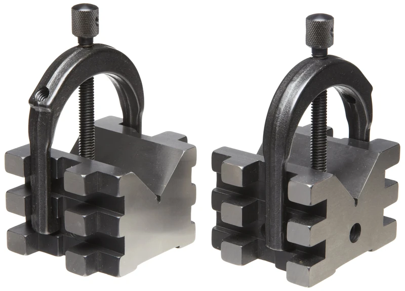 Starrett 568C 2 V-Blocks And 2 Clamp (Matched Pair) Complete Set, 2" Diameter Round Capacity, 1-7/16" Square Capacity (1-9/16" With Screw At Top)