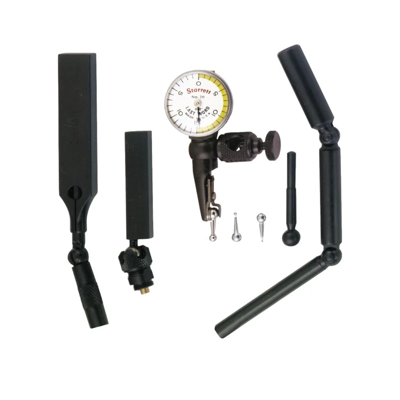 Starrett 711GCSZ Last Word Dial Test Indicator with Attachments, White Dial, 0-15-0 Reading, 0-0.03" Range, 0.001" Graduation, +/-0.001" Accuracy