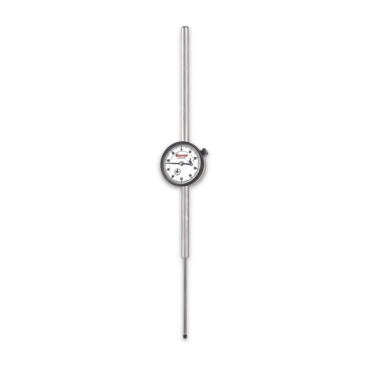 Starrett 25-4041J Dial Indicator, Long Range, 0.375" Stem Diameter, Lug-On-Centre Back, White Dial, 0-100 Reading, 2.25" Dial Diameter, 0-4" Range, 0.001" Graduation