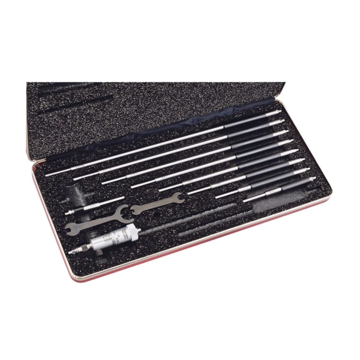 Starrett 124BZ Solid-Rod Vernier Inside Micrometers Set, 2-12" Range, 0.001" Graduation, +/-0.0001" Accuracy, With Case