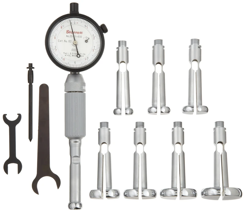 Starrett 82CZ Dial Bore Gauge Complete Set, 0.560-1.565" Range, 0.0001" Graduation