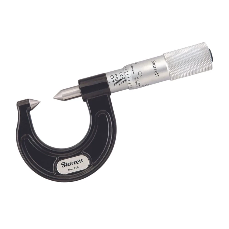 Starrett 210AP Screw Thread Comparator Micrometer, Plain Thimble, 0-7/8" Range, 0.001" Graduation