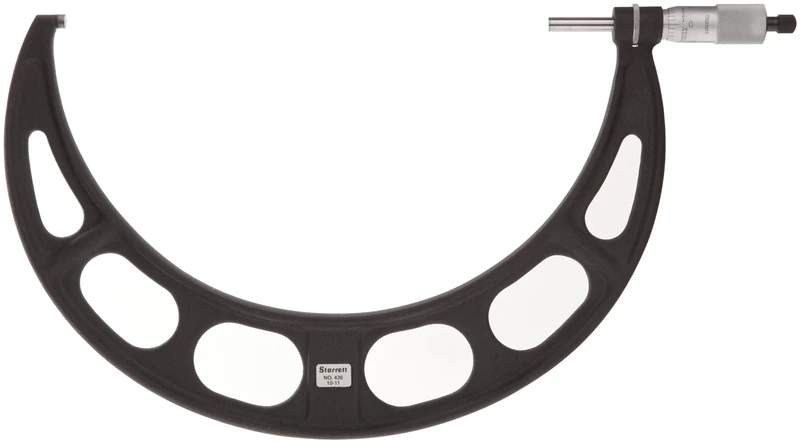 Starrett T436XRL-7 Outside Micrometer, Ratchet Stop, Lock Nut, Carbide Faces, 6-7" Range, 0.0001" Graduation
