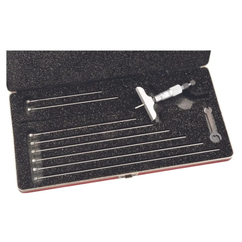 Starrett 440Z-9RL Vernier Depth Gauge, Ratchet Stop, Lock Nut, Micrometre Type, 0-9" Range, 0.001" Graduation, 2.5" Base, 9 Rods, +/-0.0001" Accuracy