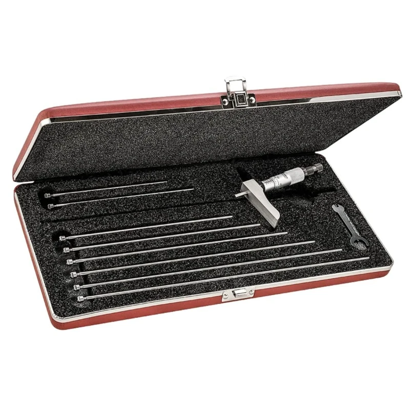 Starrett 443Z-9RL Vernier Depth Gauge with Half Base, Micrometre Type, 0-9" Range, 0.001" Graduation, +/-0.0001" Accuracy