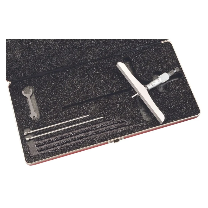 Starrett 445DZ-3RL Vernier Depth Gauge, Ratchet Stop, Lock Nut, Micrometre Type, 0-3" Range, 0.001" Graduation, 6" Base, 3 Rods, +/-0.0001" Accuracy