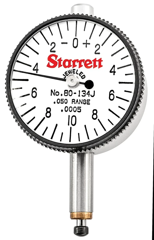 Starrett 80-134J Mini Dial Indicator, Range: .050", Dial Reading: 0-10-0