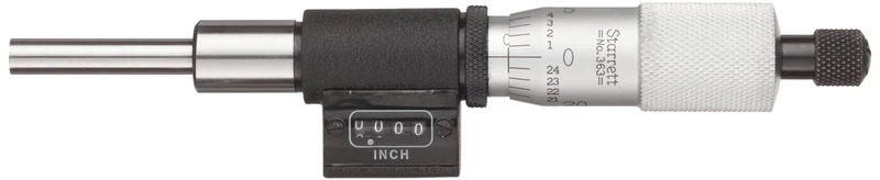 Starrett 363RL Digital Micrometer Head, 0-1" Range, 0.001" Graduation, +/-0.0001" Accuracy, Ratchet Stop Thimble, Lock Nut