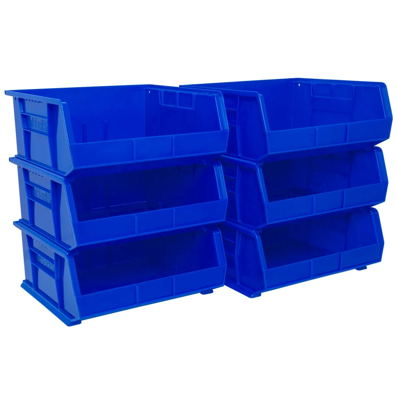 Akro-Mils Plastic, Space-Saving Stackable, Garage Bins, Closet, Classroom Organization, Craft Storage, 15 16 x 7-Inch, Blue