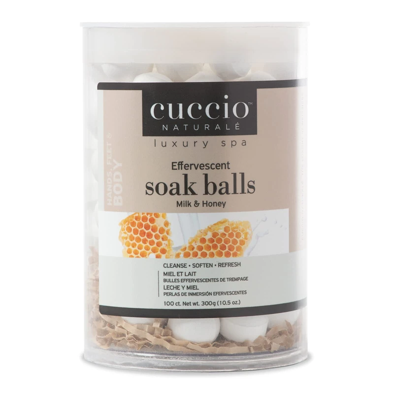 Cuccio - Soak Balls Effervescent - Milk and Honey - for Women - Nail Treatment - 100 Pc