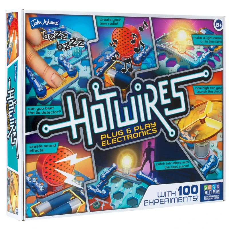 John Adams Hot Wires | Plug & Play Electronics Set With 100 Experiments | Perfect For Children Ages 8+ | Make, Experiment & Play With This Science & STEM Toy | Batteries Not Included | Easy To Use