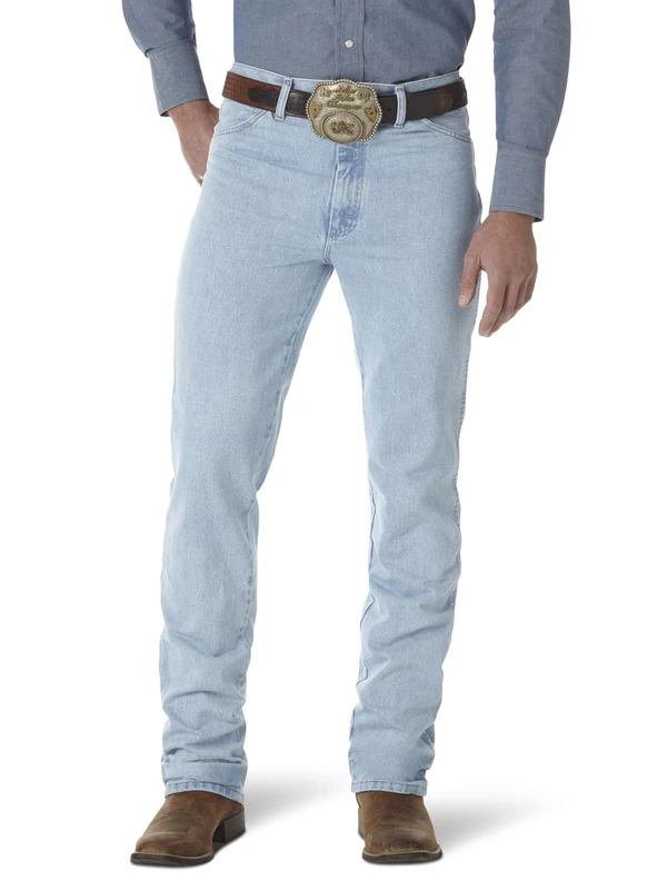 Wrangler Men's Cowboy Cut Slim Fit Jeans - Gold Buckle Bleach - Image 1