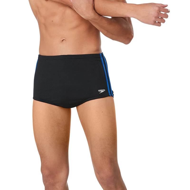 Speedo Men's Swimsuit Square Leg Poly Mesh Training Suit Black/Blue