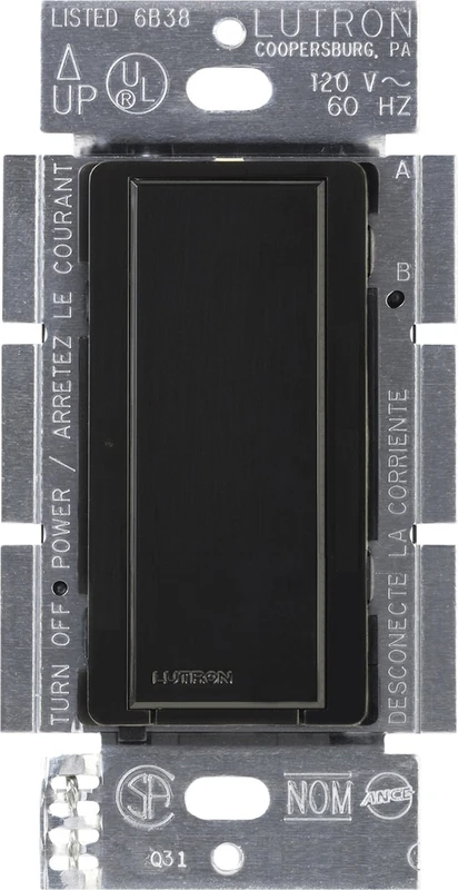 Lutron Digital Dimmer Switch for Halogen and Incandescent Bulbs, 120-Volt/8-Amp, Single-Pole or Multi-Location, MA-S8AM-BL, Black - Image 1
