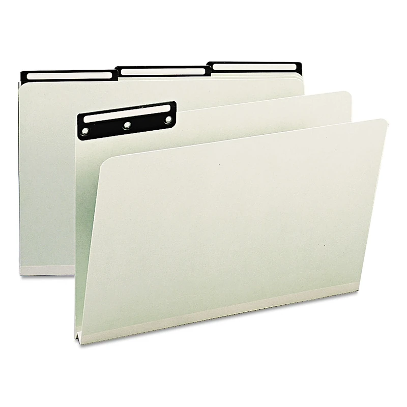 Smead Pressboard File Folder, 1/3-Cut Tab Flat Metal, 1" Expansion, Legal Size, Gray/Green, 25 per Box (18430)
