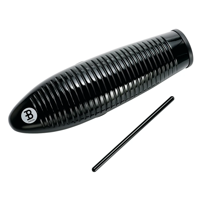 Meinl Percussion Fiberglass Guiro Instrument - Hollow Musical Instrument with Rubber Ringed Grip Holes - 3 Striking Surfaces - Fiberglass, Black (GU7BK)