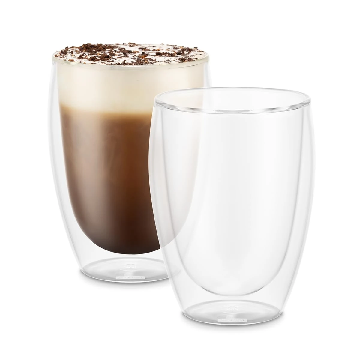 Bodum Double Walled Glasses Pack of 2 PAVINA - 350ml Latte Cups - Dishwasher Safe Thermal Cup - Mouth-Blown Borosilicate Glass