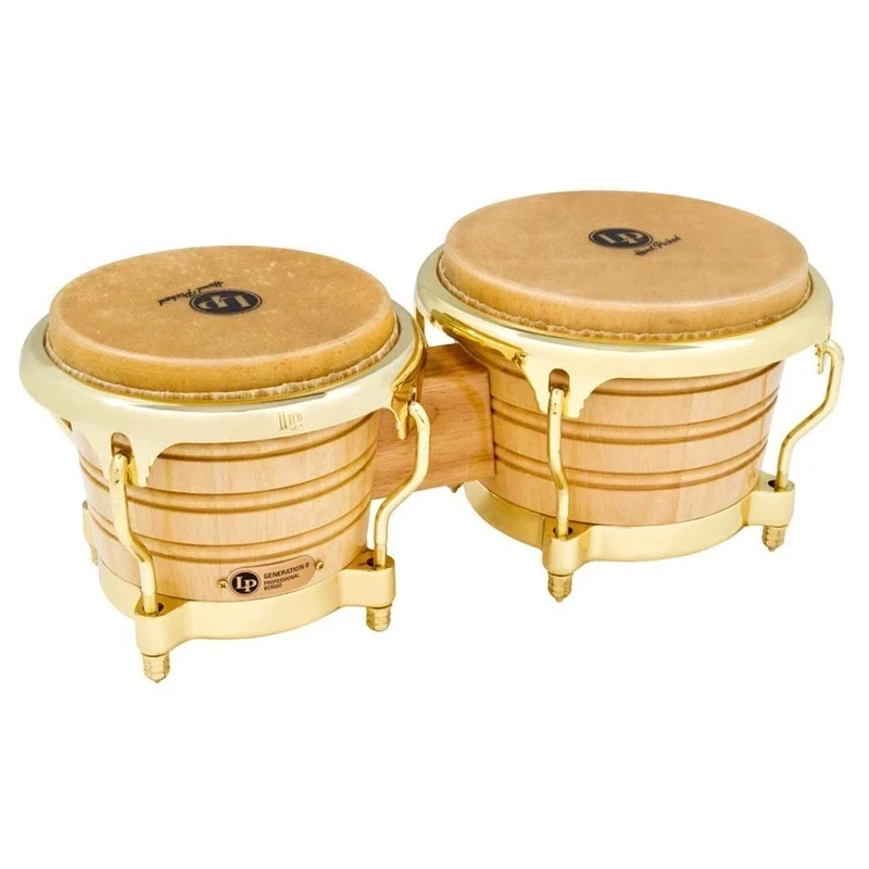 LP Latin Percussion Generation II Wood Bongo Natural Gold Hardware LP201AX-2AW