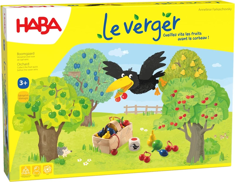 HABA -Le Verger - Board Game for Children - Large Game Board - Educational and Cooperative Wooden Game - Develops Imagination and Motor Skills - 1 to 8 Players - 3 Years - 3170