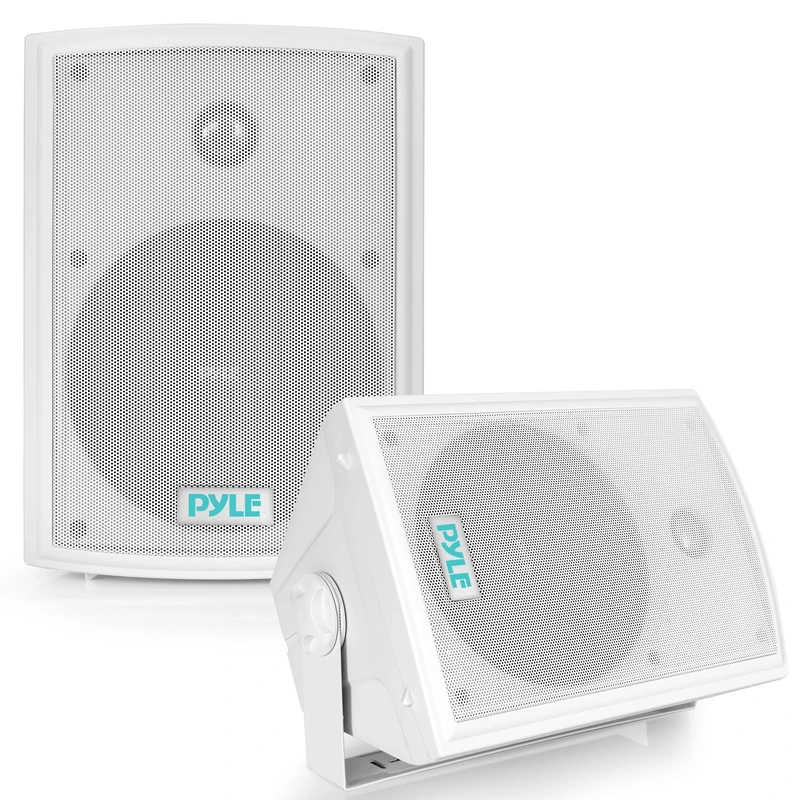 Pyle Outdoor Speaker System, Waterproof Dual Speakers 16.5cm Woofer, Weatherproof In Wall Mounted, Home Audio Powerful Sound, Universal Mount, Heavy Duty Grill for Pool, Patio and Indoor Use