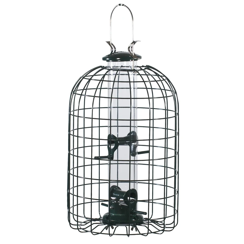 Audubon Squirrel Proof Caged Tube Type Bird Feeder Model NATUBE3, beige, 9 Diameter X 1