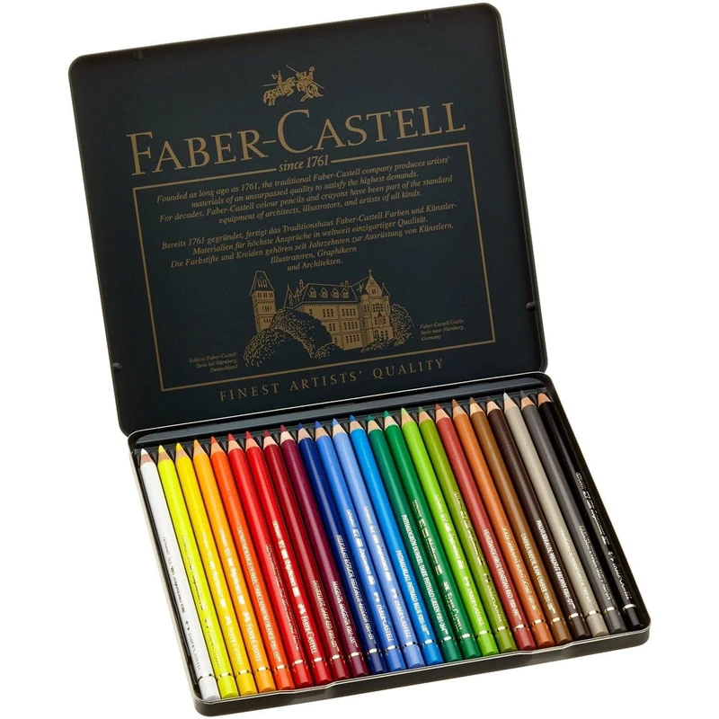 Faber-Castell Art & Graphic Polychromos Colour Pencil, Multicoloured, Tin of 24, for Art, Craft, Drawing, Sketching, Home, School, University, Colouring