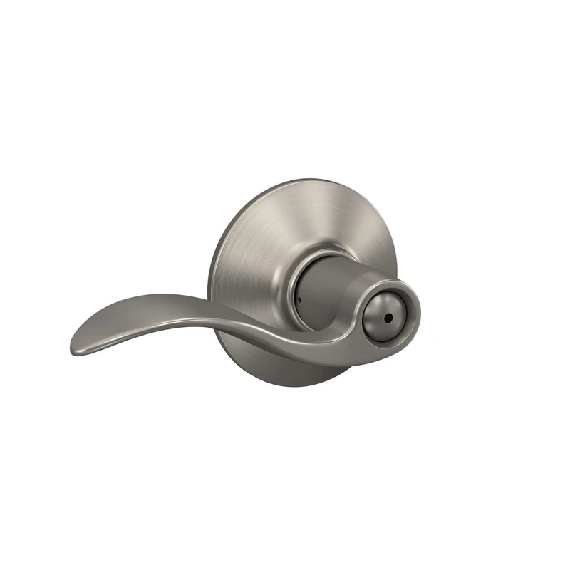 SCHLAGE F40VACC619 Accent Door Lever Bed & Bath Privacy Lock, Satin Nickel, 1 Pack