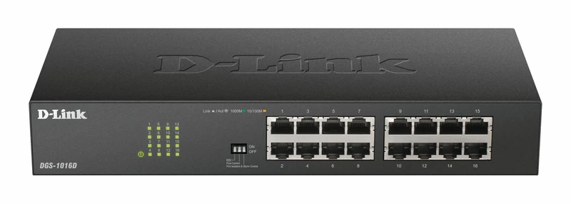 D-Link DGS-1016D 16-Port Green Ethernet Copper Gigabit Switch, Hub, Internet Splitter, Metal, Fanless, Plug and Play - UK Model, black DGS-1016D
