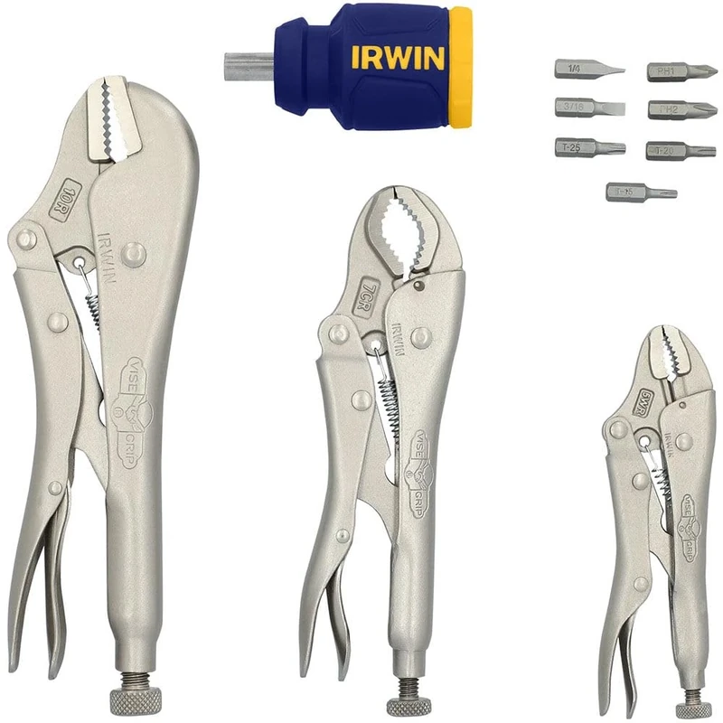 Irwin 2077703 Vise-Grip Fast Release Locking Pliers Set with Free 8-in-1 Multi-Tool, 3-Piece