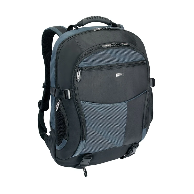 Targus Laptop Backpack, Fits Laptops Up To 18", Water Repelling Rain Cover, Padded Shoulder Straps with Chest and Waist Straps, Moulded Carry Handle, Black/Blue