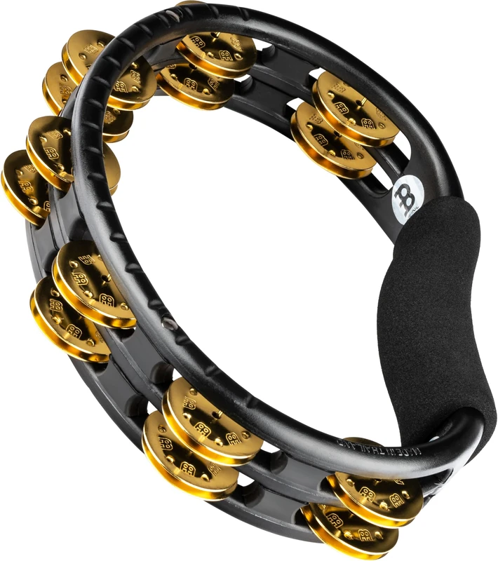 Meinl Percussion Headliner Hand Tambourine - 2-Row Tambourine - With Curved Handle - ABS Plastic / Brass, Black / Gold (TMT1B-BK)