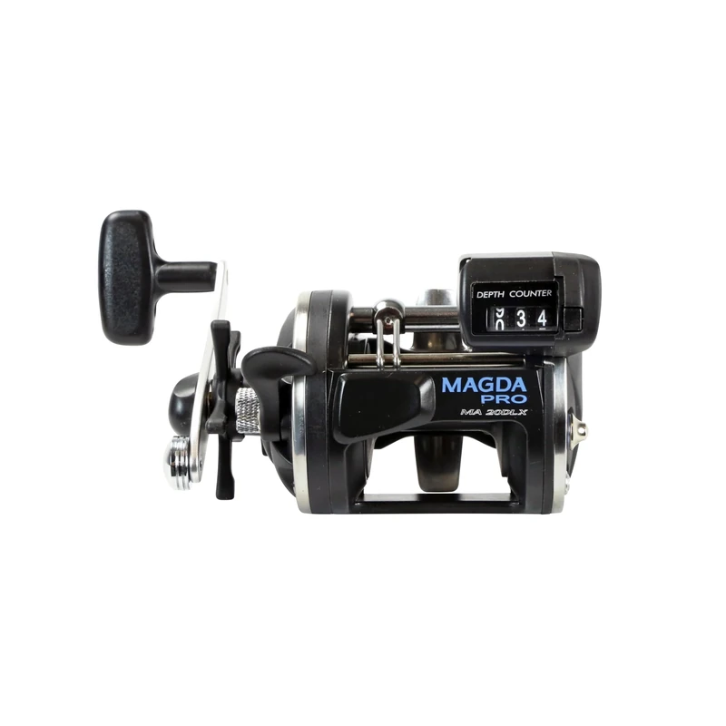 Okuma Magda Pro Line Counter Levelwind Trolling Reel, Small, Black/Silver, MA-20DLX