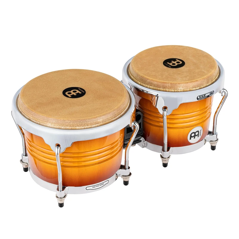 Meinl Percussion Bongos Marathon Exclusive - 2 hand drums with 6.75 and 8 inches - including tuning key - Siam Oak, Gold Amber Sunburst (FWB200GAB)