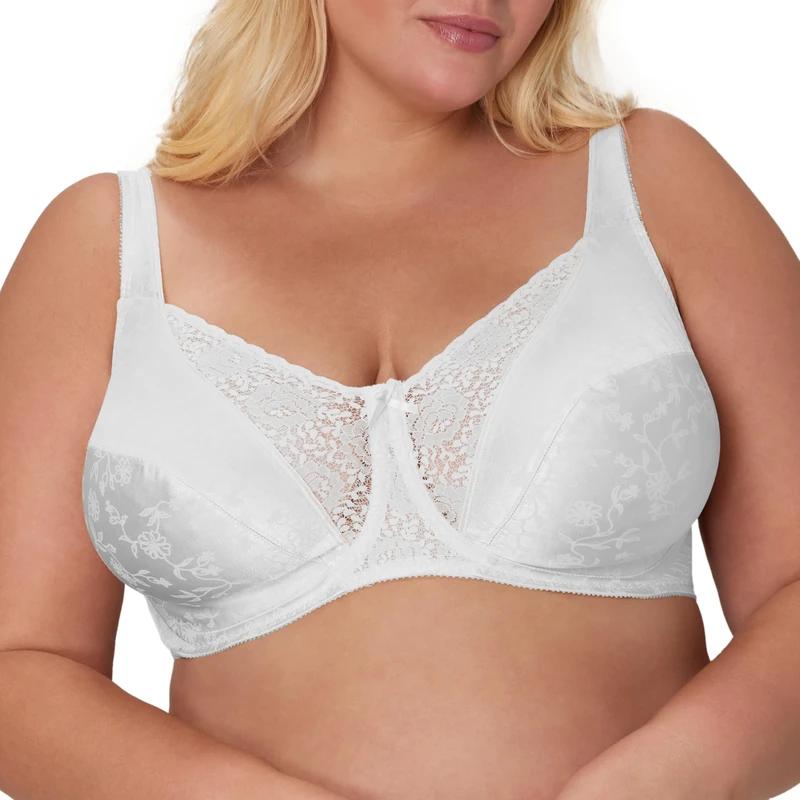 Playtex Women's Secrets Love My Curves Signature Floral Underwire Full Coverage Bra Us4422 - - 44DD White