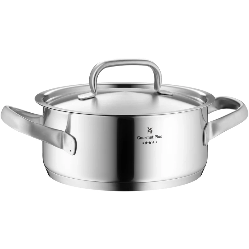 WMF Gourmet Plus 18/10 Stainless Steel Low Casserole with Lid, 20cm/2.5ltr