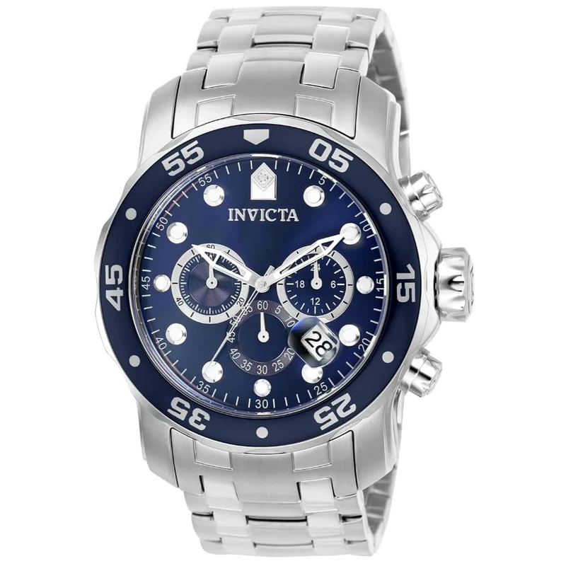 Invicta Pro Diver - SCUBA 0070 Men's Watch - Waterproof - Analogue - Quartz Movement - stainless steel with blue dial - 48mm